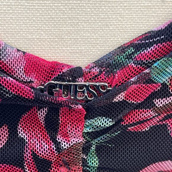 Y2K Cottagecor prairie Sheer Floral Ruched Bodycon Cutout Back GUESS Dress small - Picture 4 of 12